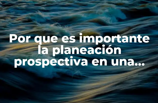 Por que es Importante la Planeación Prospectiva en una Entidad