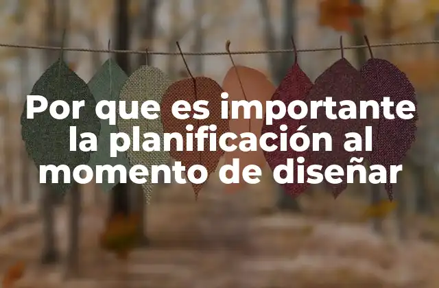 Por que es Importante la Planificación Al Momento de Diseñar