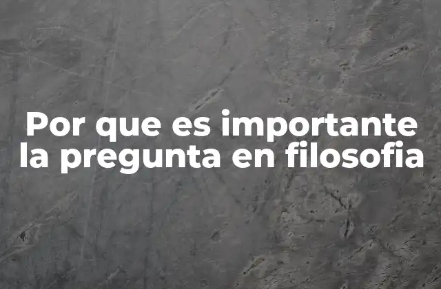 Por que es Importante la Pregunta en Filosofia