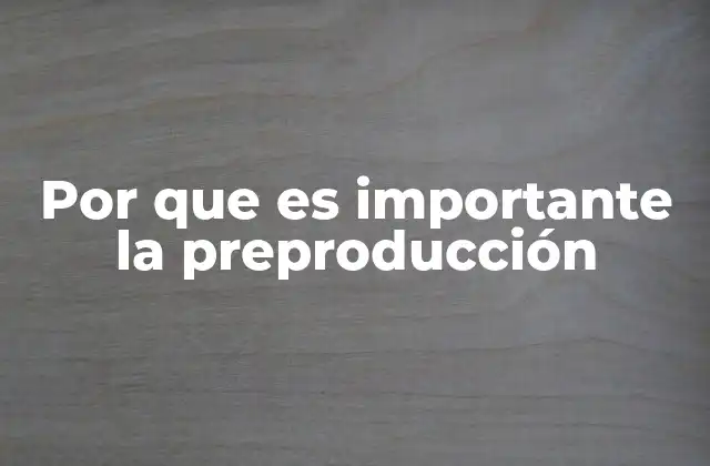 Por que es Importante la Preproducción