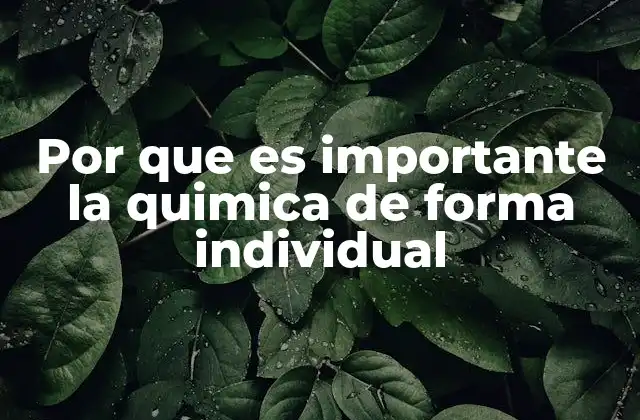 Por que es Importante la Quimica de Forma Individual
