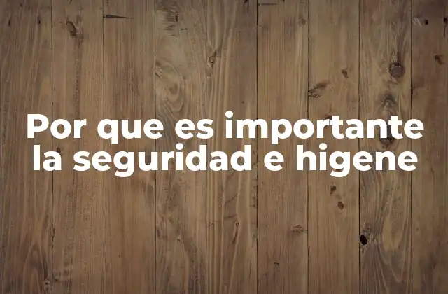 Por que es Importante la Seguridad e Higene