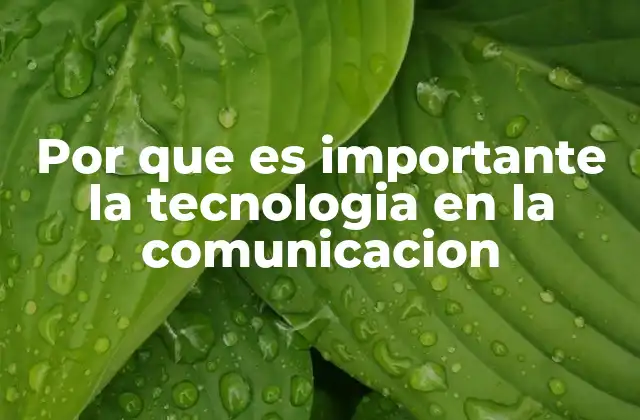 Por que es Importante la Tecnologia en la Comunicacion