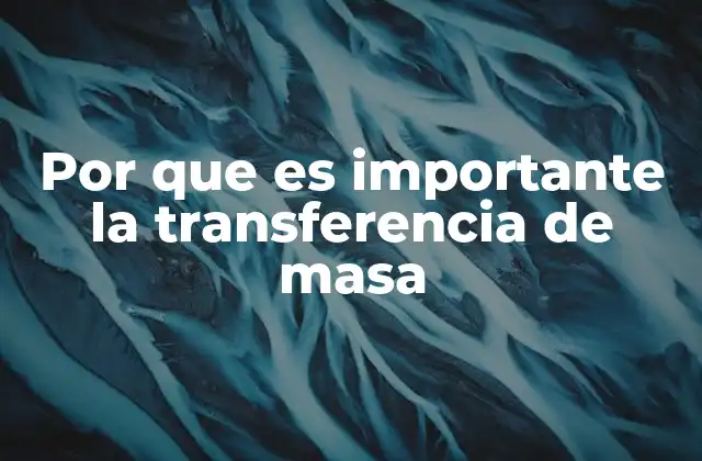 Por que es Importante la Transferencia de Masa