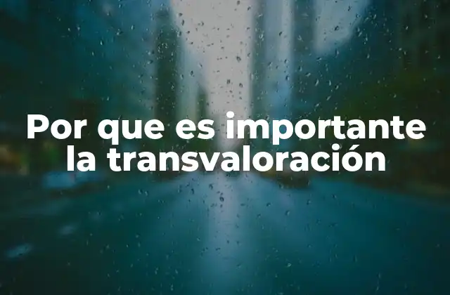 Por que es Importante la Transvaloración