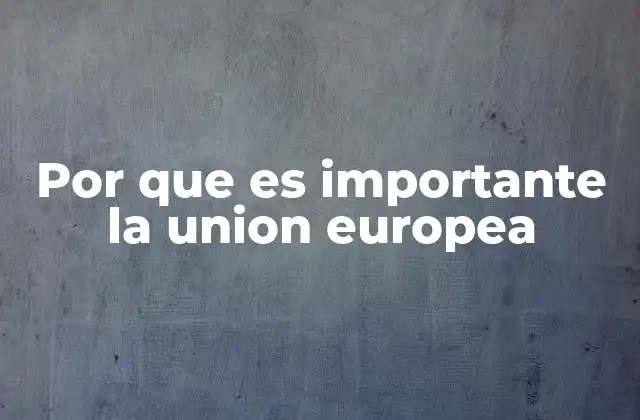Por que es Importante la Union Europea
