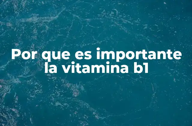 Por que es Importante la Vitamina B1