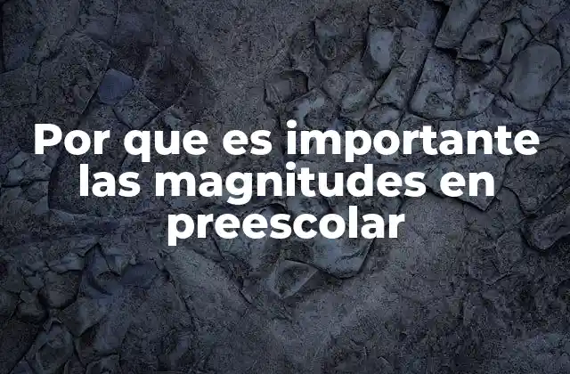 Por que es Importante las Magnitudes en Preescolar