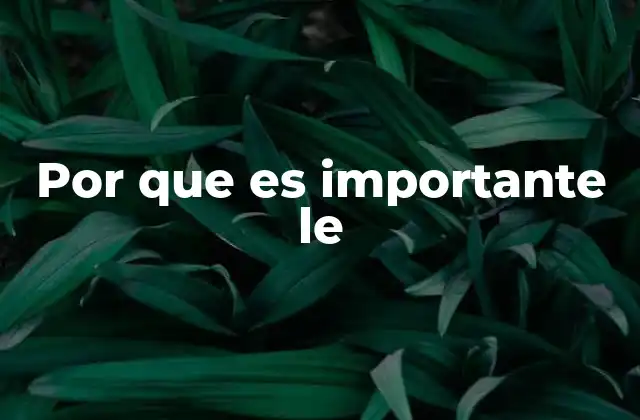 Por que es Importante Le