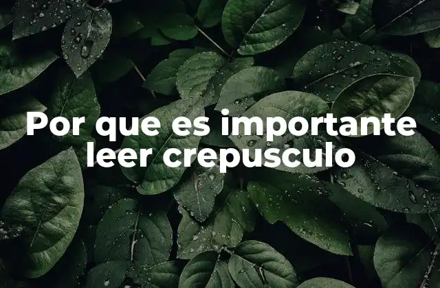 Por que es Importante Leer Crepusculo