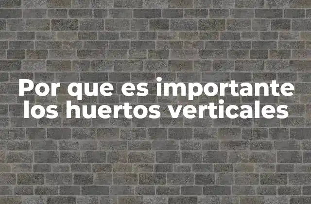 Por que es Importante los Huertos Verticales