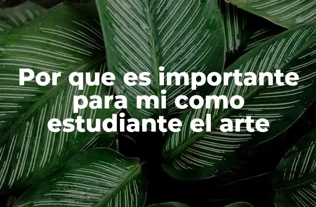 Por que es Importante para Mi como Estudiante el Arte
