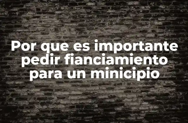 Por que es Importante Pedir Fianciamiento para un Minicipio