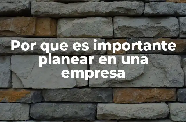Por que es Importante Planear en una Empresa