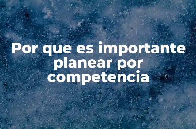 Por que es Importante Planear por Competencia