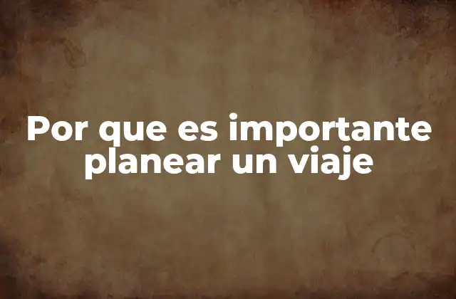 Por que es Importante Planear un Viaje