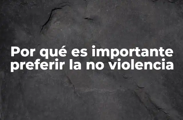 Por Qué es Importante Preferir la No Violencia