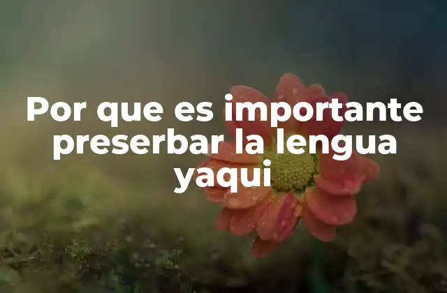Por que es Importante Preserbar la Lengua Yaqui