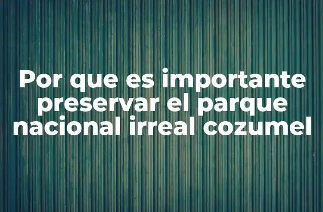 Por que es Importante Preservar el Parque Nacional Irreal Cozumel