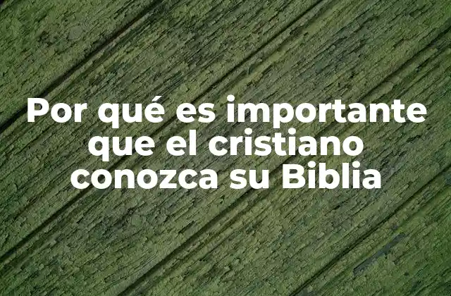 Por Qué es Importante que el Cristiano Conozca Su Biblia