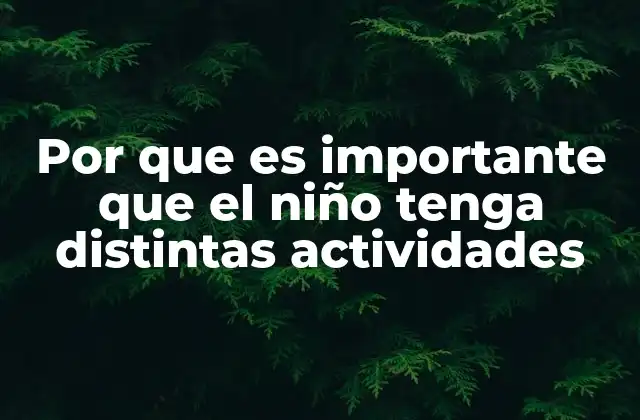 Por que es Importante que el Niño Tenga Distintas Actividades