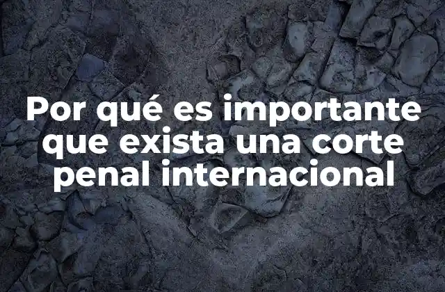 Por Qué es Importante que Exista una Corte Penal Internacional