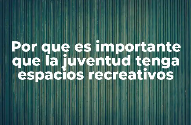 Por que es Importante que la Juventud Tenga Espacios Recreativos