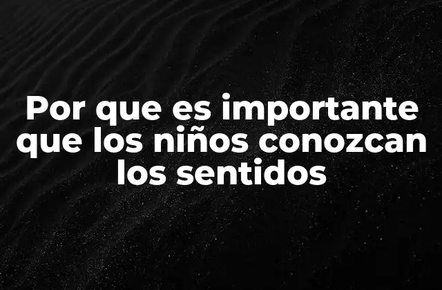 Por que es Importante que los Niños Conozcan los Sentidos