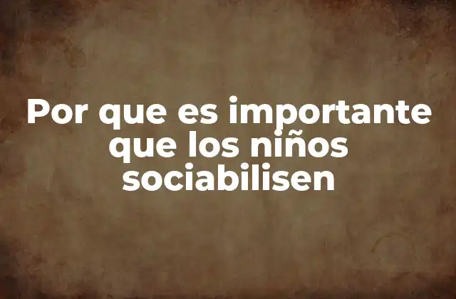 Por que es Importante que los Niños Sociabilisen