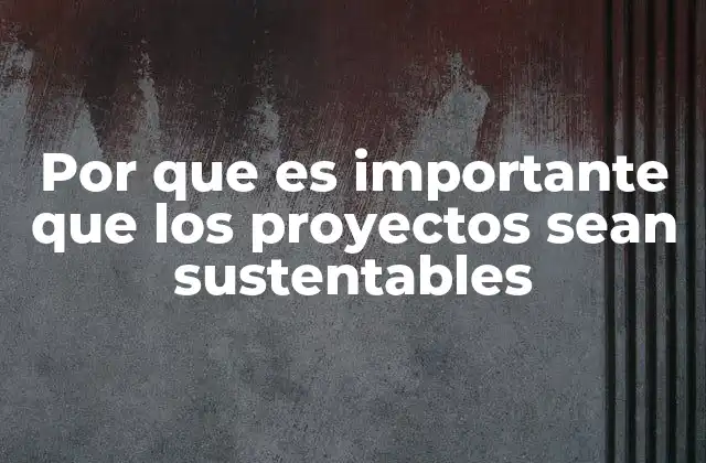 Por que es Importante que los Proyectos Sean Sustentables