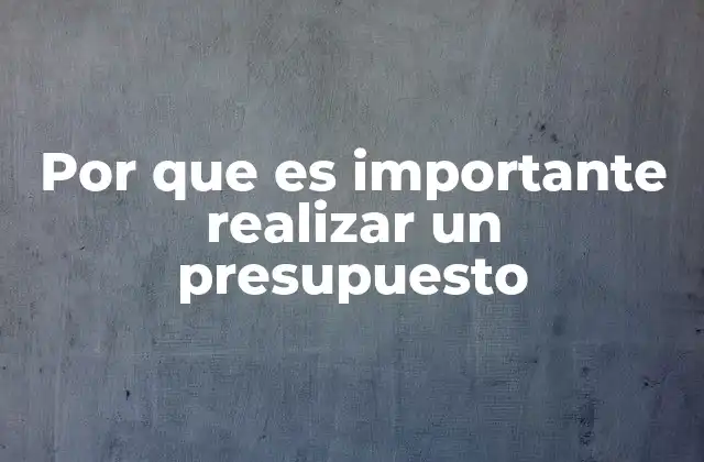 Por que es Importante Realizar un Presupuesto