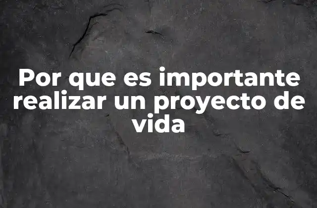 Por que es Importante Realizar un Proyecto de Vida