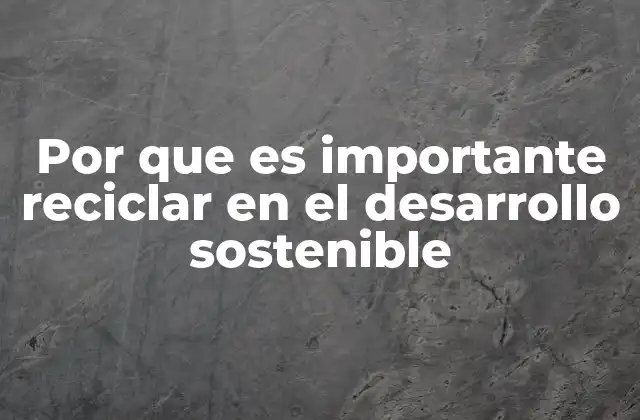 Por que es Importante Reciclar en el Desarrollo Sostenible