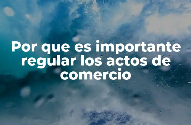 Por que es Importante Regular los Actos de Comercio