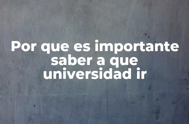 Por que es Importante Saber a que Universidad Ir