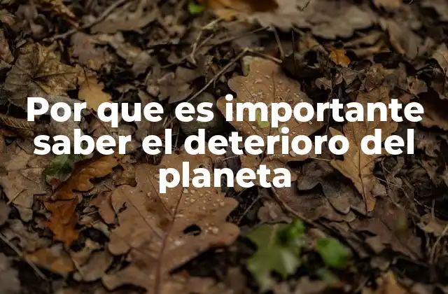 Por que es Importante Saber el Deterioro Del Planeta