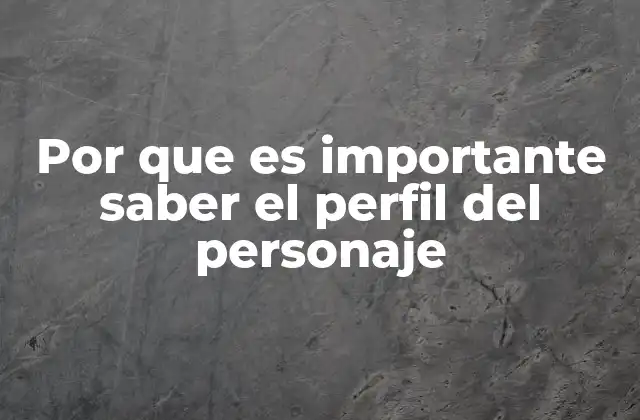 Por que es Importante Saber el Perfil Del Personaje