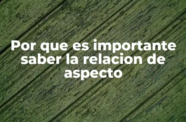 Por que es Importante Saber la Relacion de Aspecto