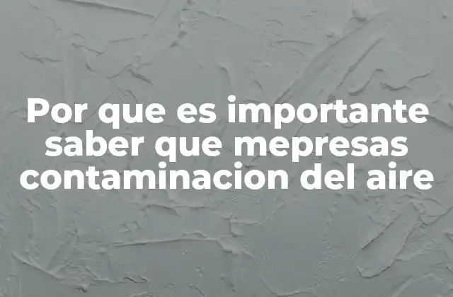 Por que es Importante Saber que Mepresas Contaminacion Del Aire
