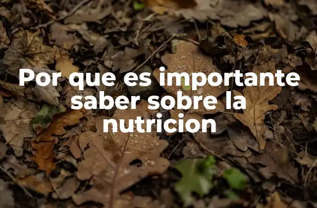 Por que es Importante Saber sobre la Nutricion 2 La base de una vida saludable