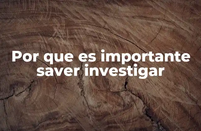 Por que es Importante Saver Investigar