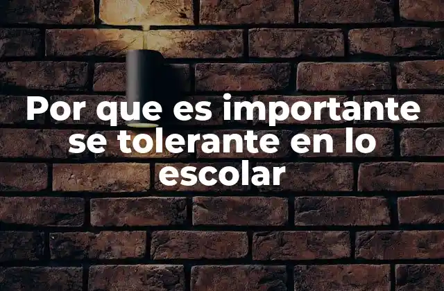 Por que es Importante Se Tolerante en Lo Escolar
