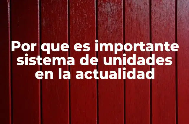 Por que es Importante Sistema de Unidades en la Actualidad