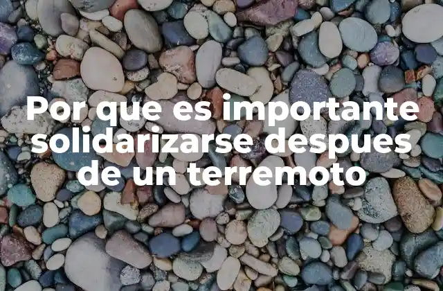 Por que es Importante Solidarizarse Despues de un Terremoto