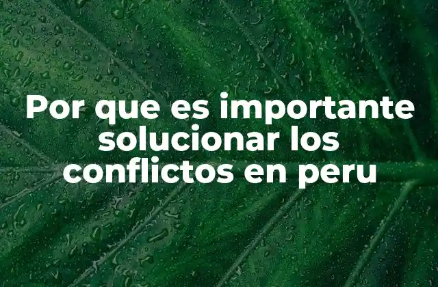 Por que es Importante Solucionar los Conflictos en Peru
