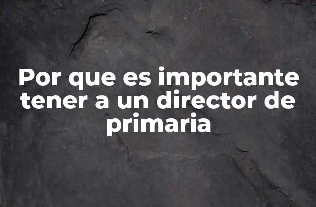 Por que es Importante Tener a un Director de Primaria