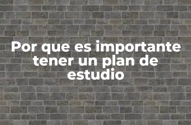 Por que es Importante Tener un Plan de Estudio