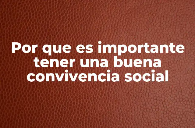Por que es Importante Tener una Buena Convivencia Social