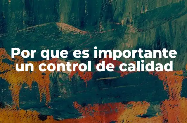 Por que es Importante un Control de Calidad 2 La importancia de mantener estándares en los procesos industriales