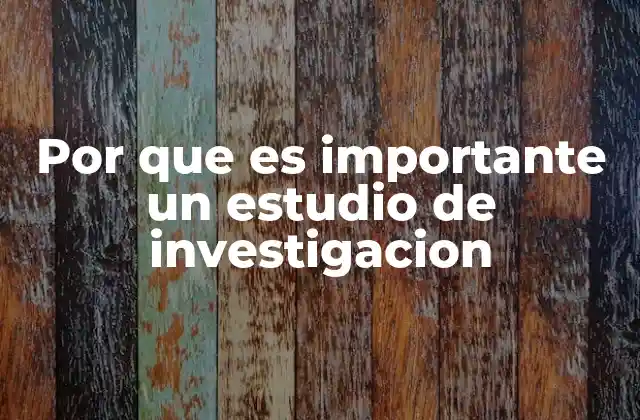 Por que es Importante un Estudio de Investigacion